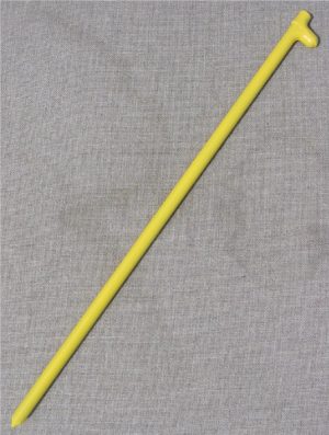 24 inch yellow tent stake with forged head