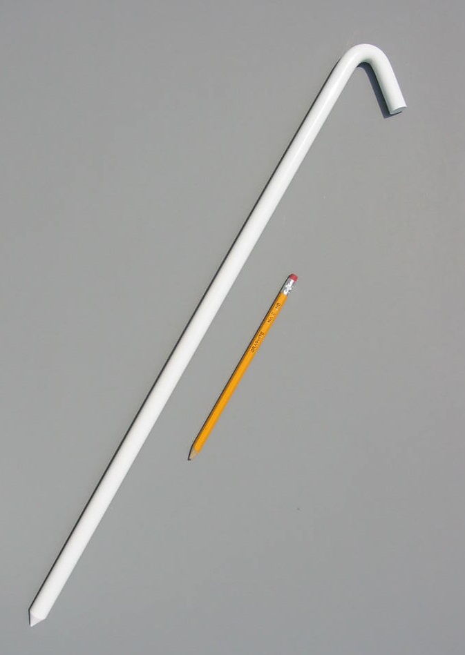 24 inch hook style metal stake with white enamel paint